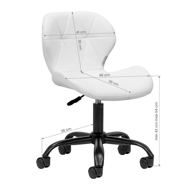 Sgabello Estetico Professionale con Schienale Ergonomico e Ruote Girevoli | QS-06B (Bianco)