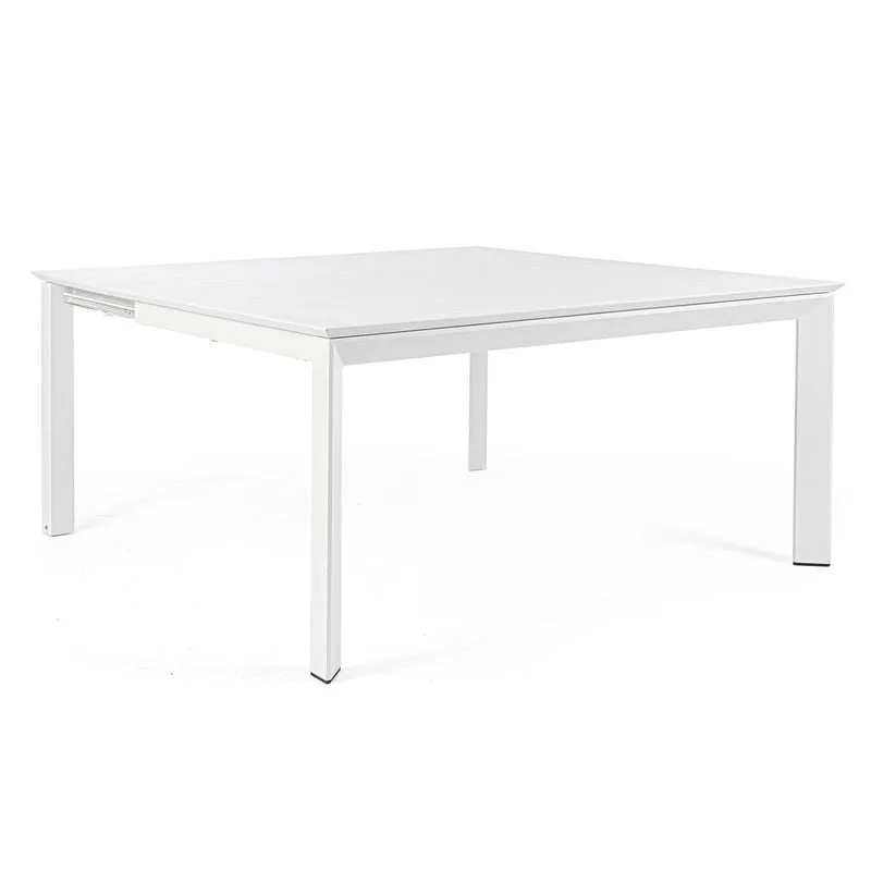 Tavolo Quadrato allungabile "Konnor" in alluminio Bianco da esterno 160x110/160 per giardino e veranda