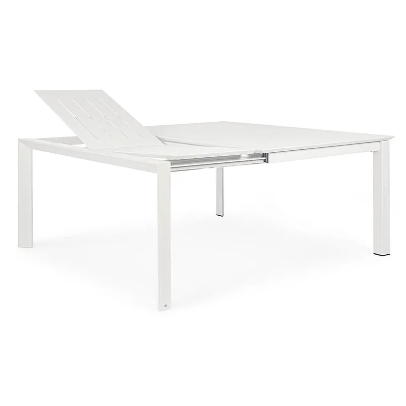 Tavolo Quadrato allungabile "Konnor" in alluminio Bianco da esterno 160x110/160 per giardino e veranda