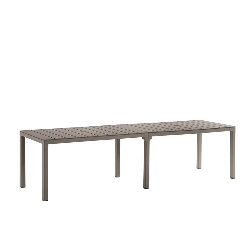 Set Tavolo "King Double" con 6 poltrone struttura in polipropilene effetto rattan per bar e strutture