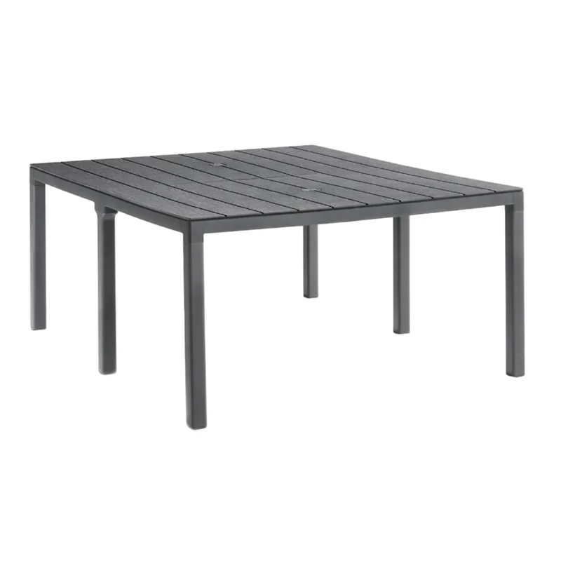 Set Tavolo "King Double" con 6 poltrone struttura in polipropilene effetto rattan per bar e strutture