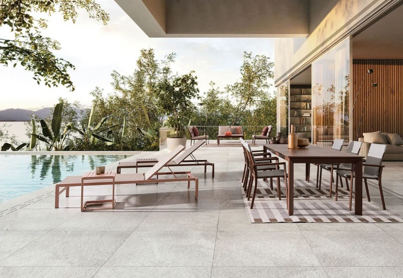 Tavolo allungabile telescopico "Konnor" in alluminio Terracotta da esterno per giardino