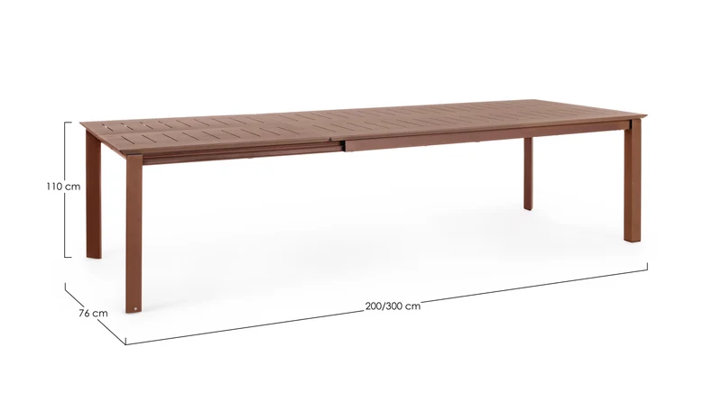 Tavolo allungabile telescopico "Konnor" in alluminio Terracotta da esterno per giardino
