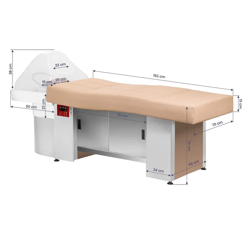 Lettino Lavatesta Professionale per Trattamenti Benessere | HEAD SPA 017B (Beige - mobile chiuso)