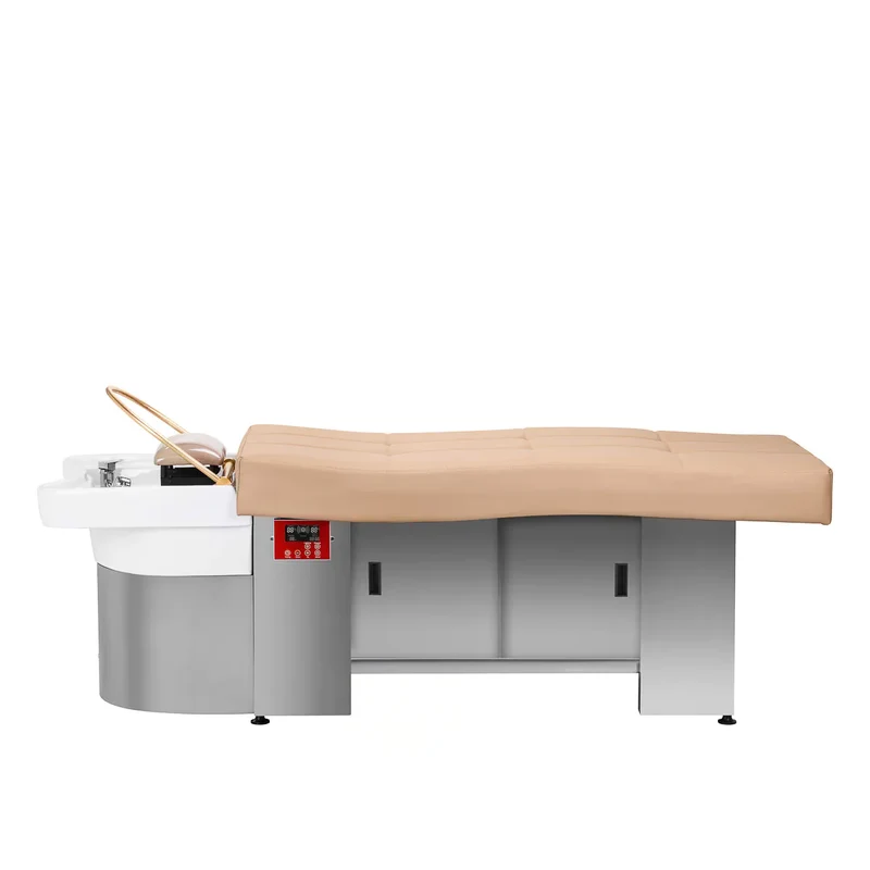 Lettino Lavatesta Professionale per Trattamenti Benessere | HEAD SPA 017B (Beige - mobile chiuso)
