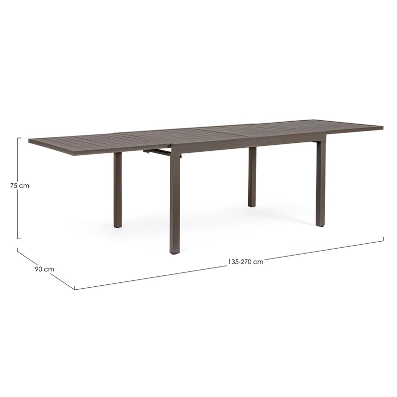 Tavolo allungabile "Porto Rico" in alluminio Taupè per giardino e veranda 135/270 x 90 cm