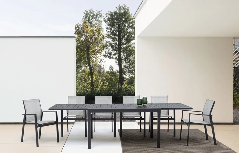 Tavolo allungabile "Porto Rico" in alluminio Antracite per giardino e veranda 135/270 x 90 cm