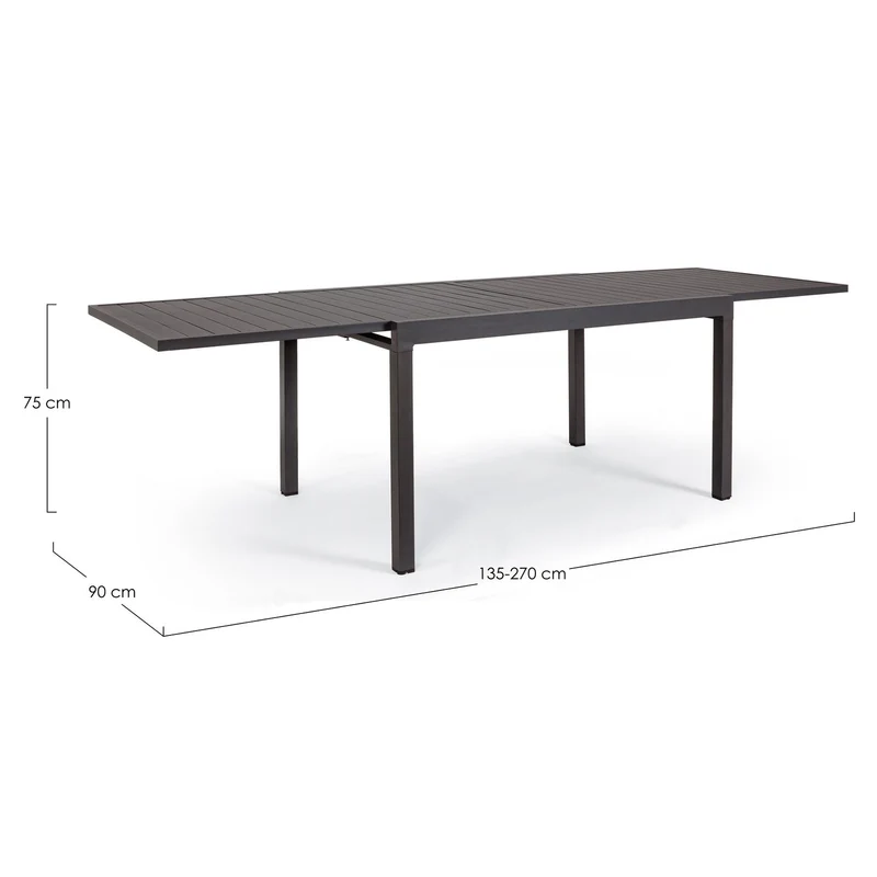 Tavolo allungabile "Porto Rico" in alluminio Antracite per giardino e veranda 135/270 x 90 cm