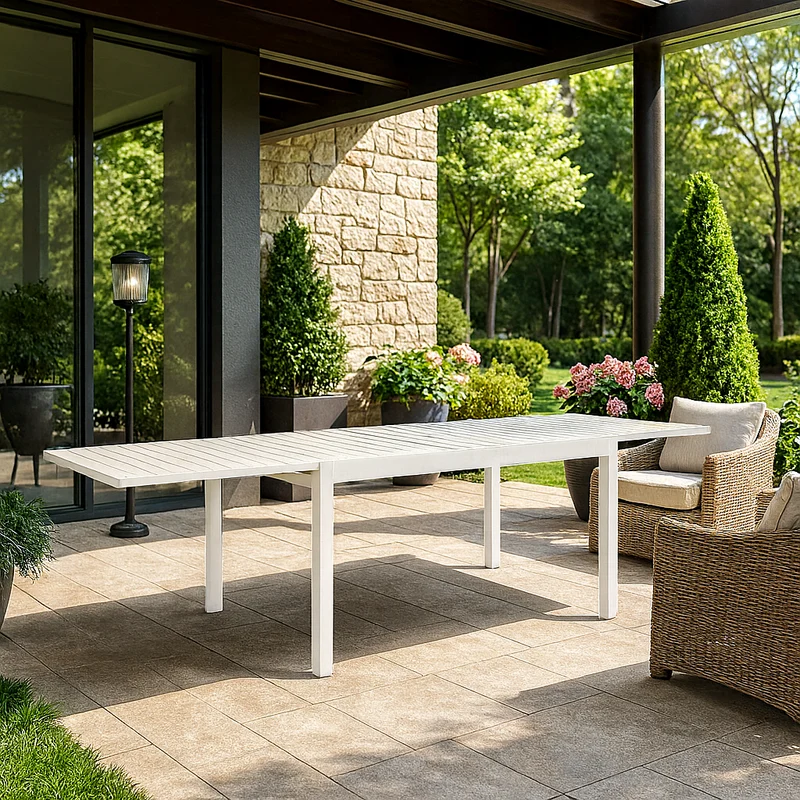 Tavolo allungabile "Porto Rico" in alluminio Bianco per giardino e veranda 135/270 x 90 cm