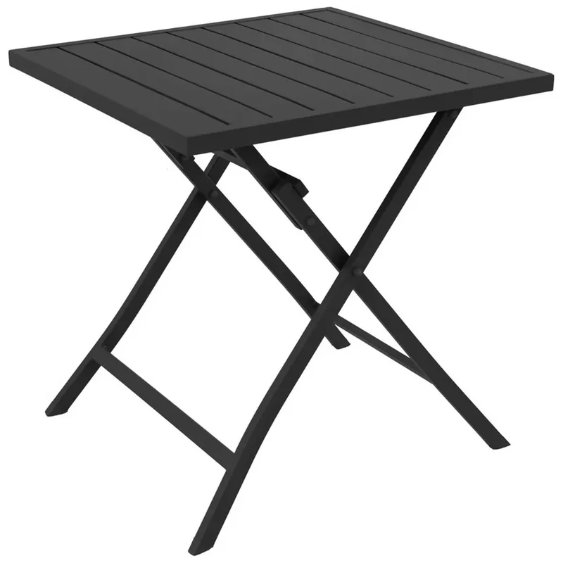 Tavolino pieghevole "Copacabana" per esterno e giardino, in alluminio Antracite da 70 cm