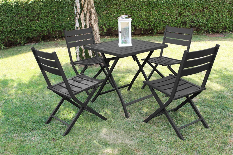 Tavolino pieghevole "Copacabana" per esterno e giardino, in alluminio Antracite da 70 cm