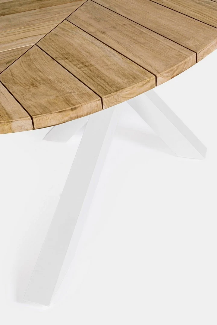 Tavolo ovale "Palmdale" con piano in legno teak, gambe in alluminio Antracite per esterno