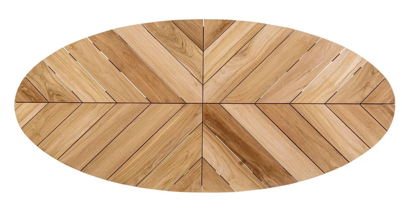 Tavolo ovale "Palmdale" con piano in legno teak, gambe in alluminio Antracite per esterno