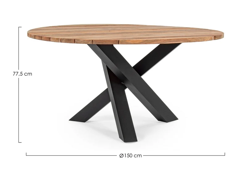 Tavolo ovale "Palmdale" con piano in legno teak, gambe in alluminio Antracite per esterno