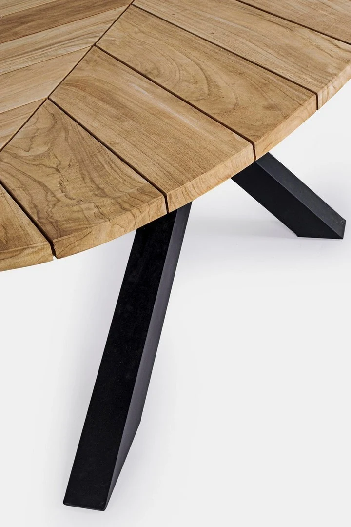 Tavolo ovale "Palmdale" con piano in legno teak, gambe in alluminio Antracite per esterno
