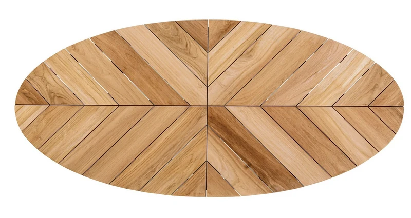 Tavolo ovale "Palmdale" con piano in legno teak, gambe in alluminio Antracite per esterno