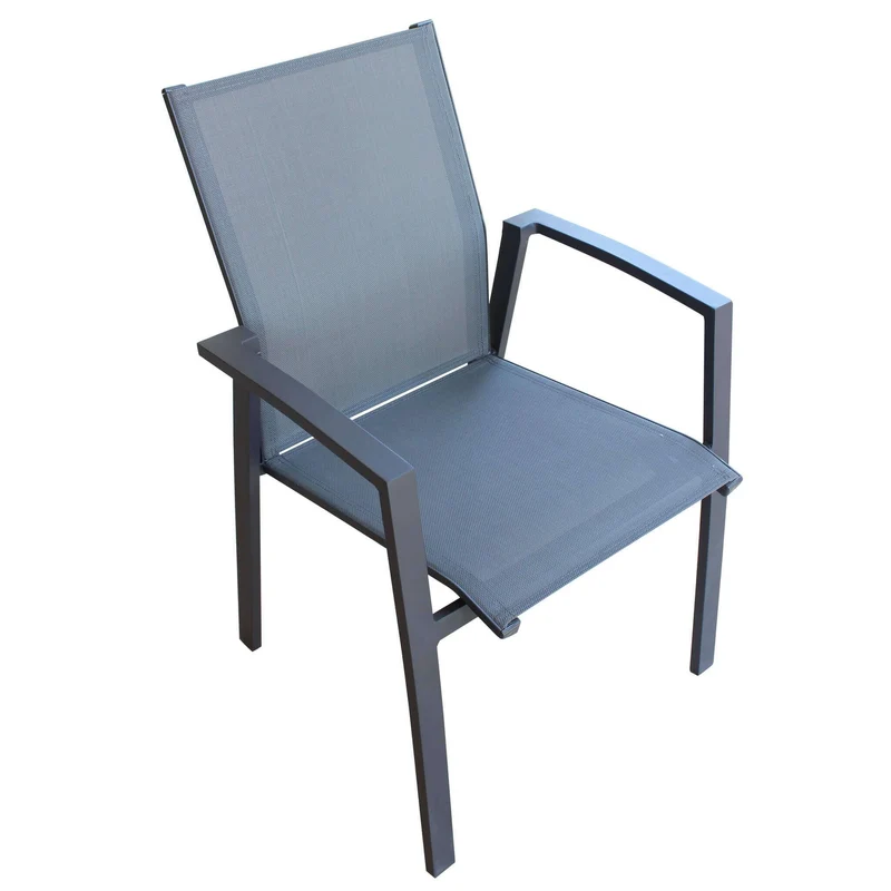 Poltrona "Milo" struttura in alluminio Antracite verniciato con texilene da giardino per esterno