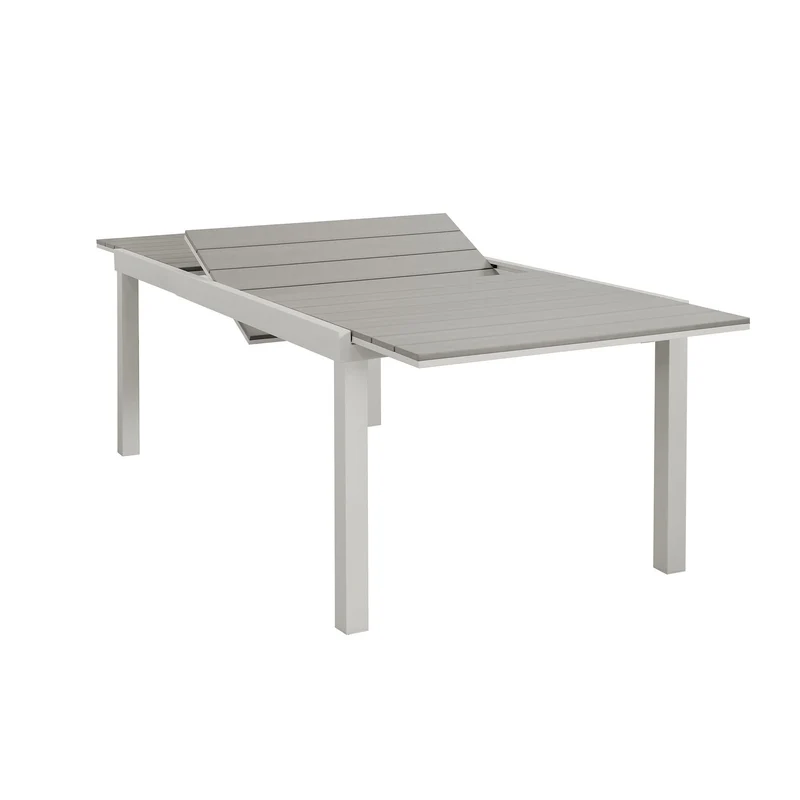 Tavolo allungabile "Santorini" in alluminio Tortora e Polywood dogato per esterno 180/240x100 cm