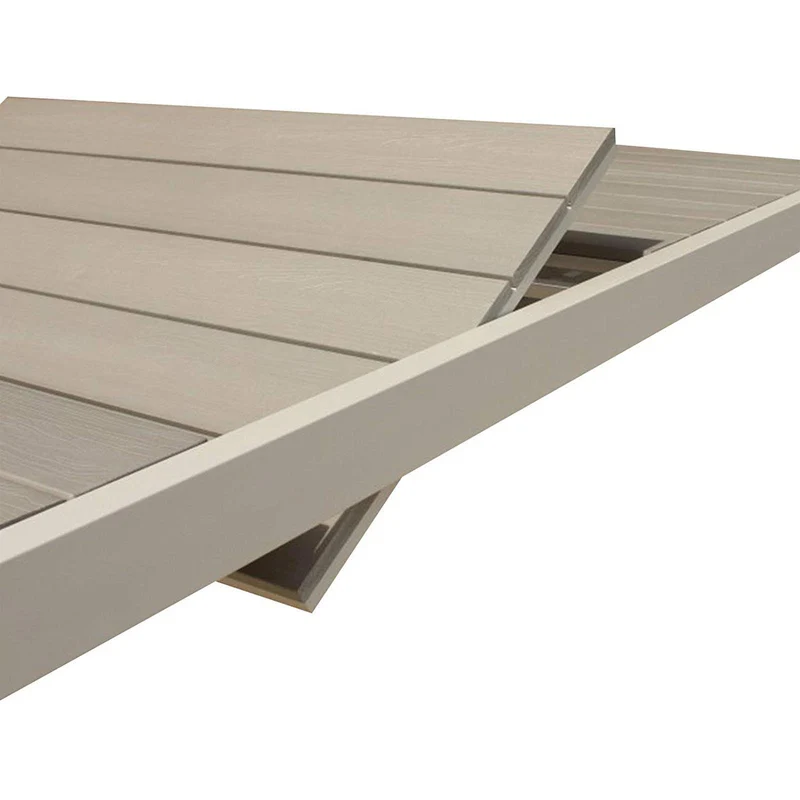 Tavolo allungabile "Santorini" in alluminio Tortora e Polywood dogato per esterno 180/240x100 cm