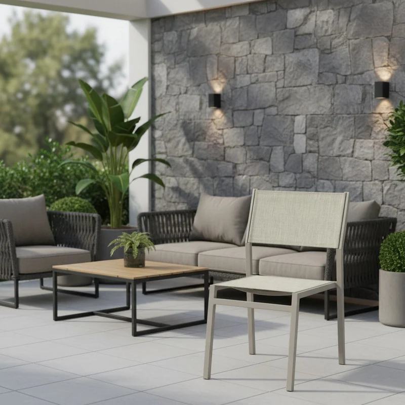 Tavolo allungabile "Santorini" in alluminio Tortora e Polywood dogato per esterno 180/240x100 cm