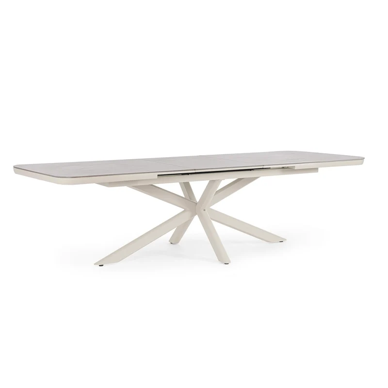Tavolo "Pascal" allungabile struttura in alluminio Pelican piano in pietra 200-260 x h 76 cm