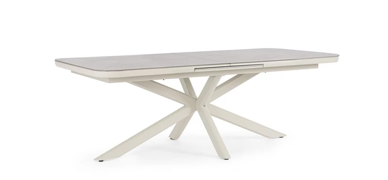 Tavolo "Pascal" allungabile struttura in alluminio Pelican piano in pietra 200-260 x h 76 cm