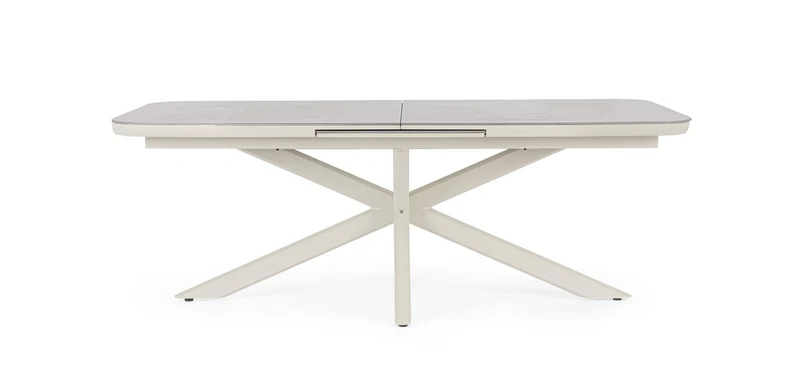 Tavolo "Pascal" allungabile struttura in alluminio Pelican piano in pietra 200-260 x h 76 cm