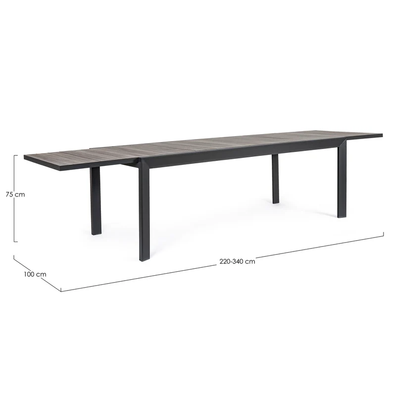 Tavolo allungabile "Belmar" in alluminio Grigio effetto legno per esterno