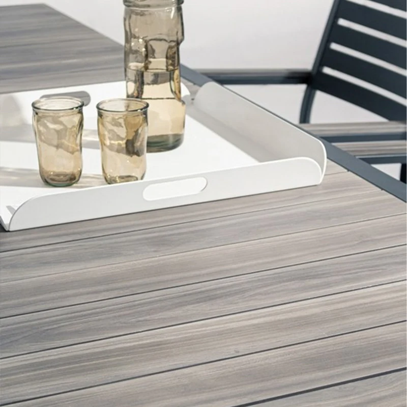 Tavolo allungabile "Belmar" in alluminio Grigio effetto legno per esterno