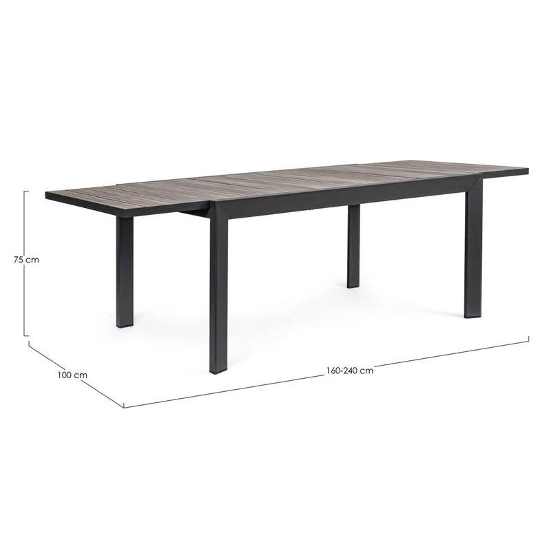 Tavolo allungabile "Belmar" in alluminio Grigio effetto legno per esterno