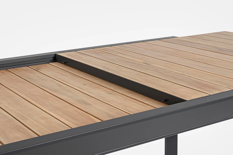 Tavolo allungabile "Belmar" in alluminio Antracite effetto legno per esterno