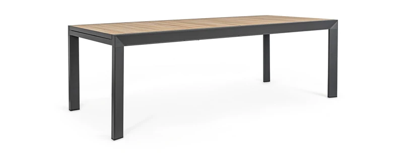 Tavolo allungabile "Belmar" in alluminio Antracite effetto legno per esterno