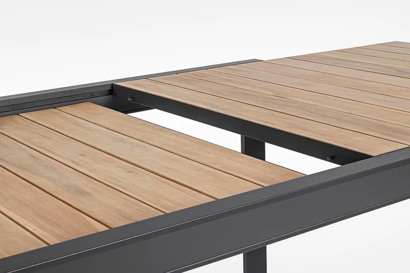 Tavolo allungabile "Belmar" in alluminio Antracite effetto legno per esterno