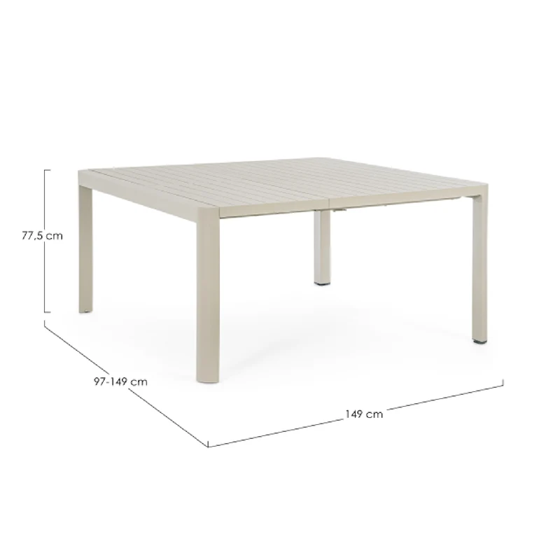 Tavolo in alluminio Rastin quadrato allungabile "Kiplin" 149 X 97/149 cm