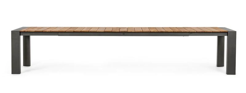 Tavolo allungabile "Cameron" con struttura in alluminio Antracite piano in teak da esterno