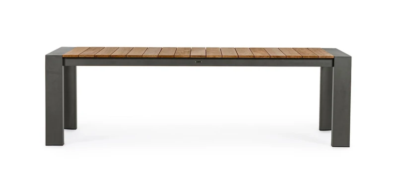 Tavolo allungabile "Cameron" con struttura in alluminio Antracite piano in teak da esterno