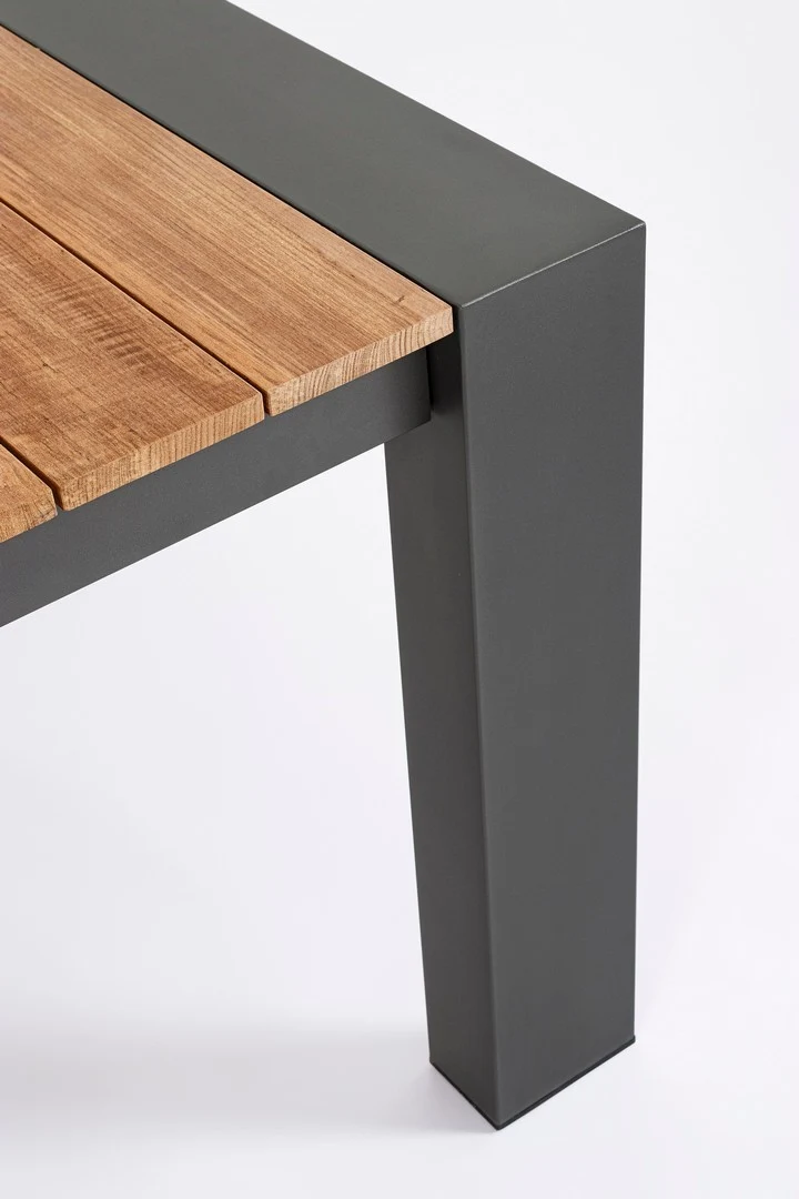 Tavolo allungabile "Cameron" con struttura in alluminio Antracite piano in teak da esterno