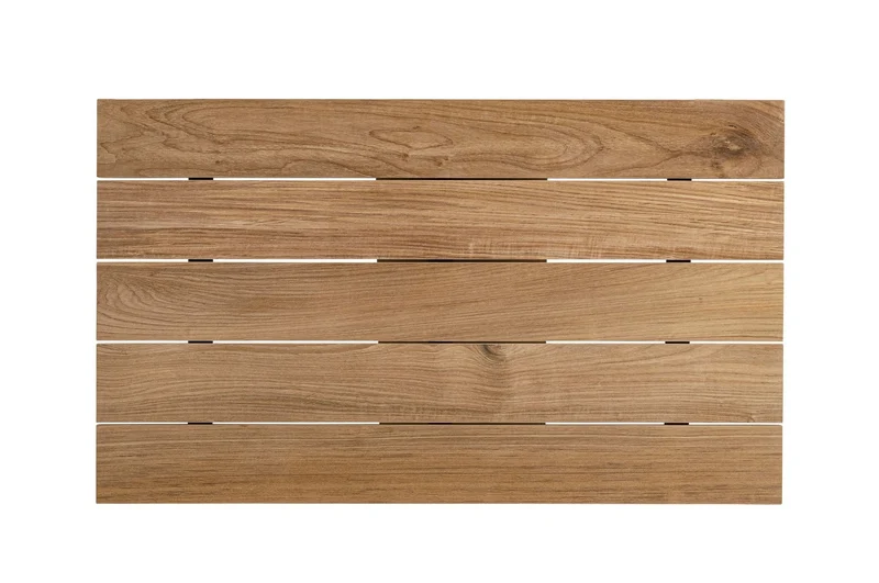 Tavolo allungabile "Cameron" con struttura in alluminio Bianco piano in teak da esterno