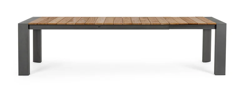 Tavolo allungabile "Cameron" con struttura in alluminio Antracite piano in teak da esterno