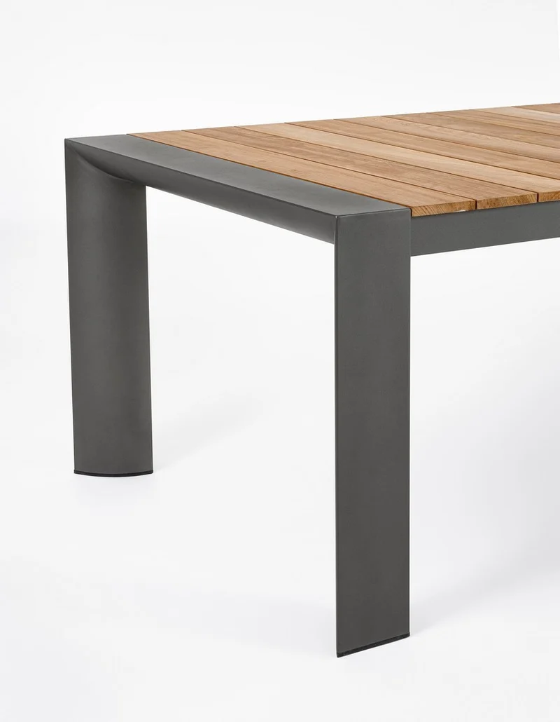 Tavolo allungabile "Cameron" con struttura in alluminio Antracite piano in teak da esterno