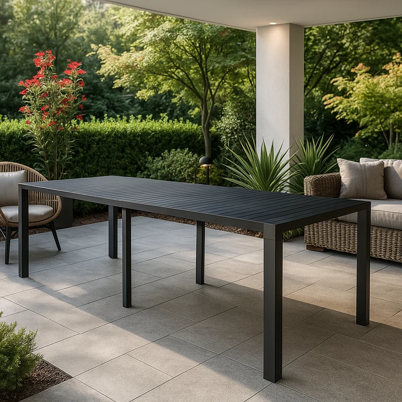 Tavolo allungabile "Tulum" in alluminio Antracite 51-260 x 85 cm consolle per giardino e veranda