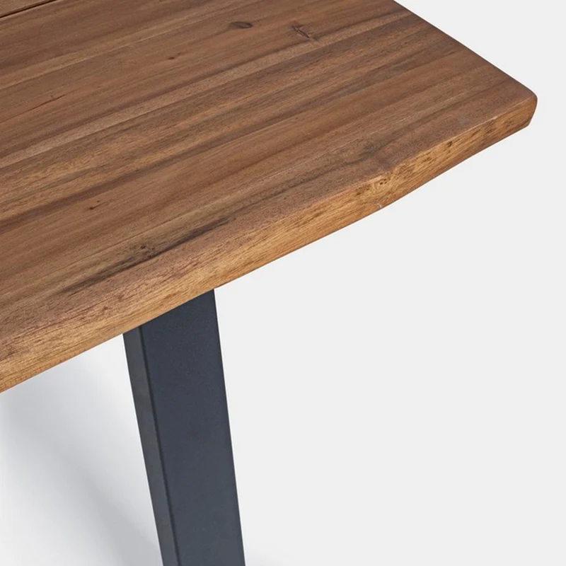 Tavolo fisso "Oslo" in legno di Acacia con piedi Antracite in metallo da giardino