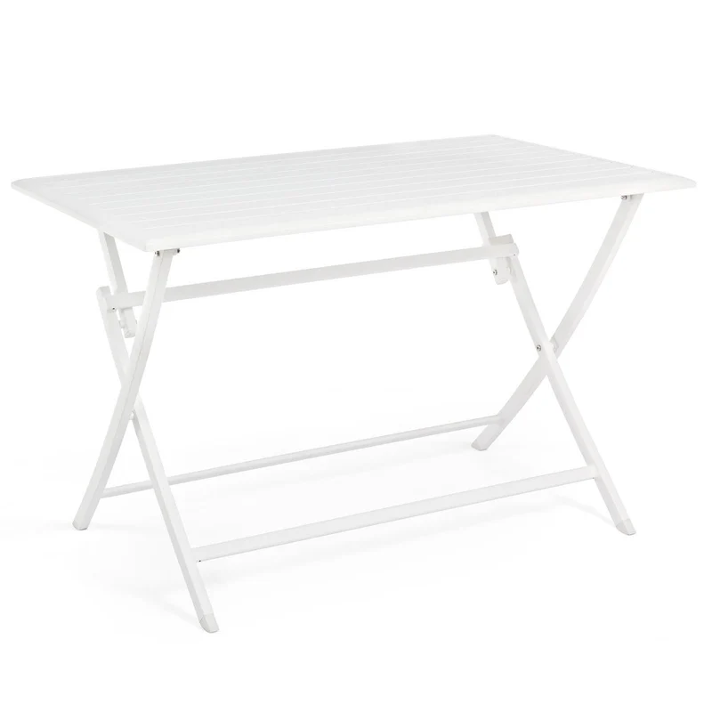 Tavolo pieghevole "Elin" in alluminio Bianco dogato da esterno per giardino e veranda