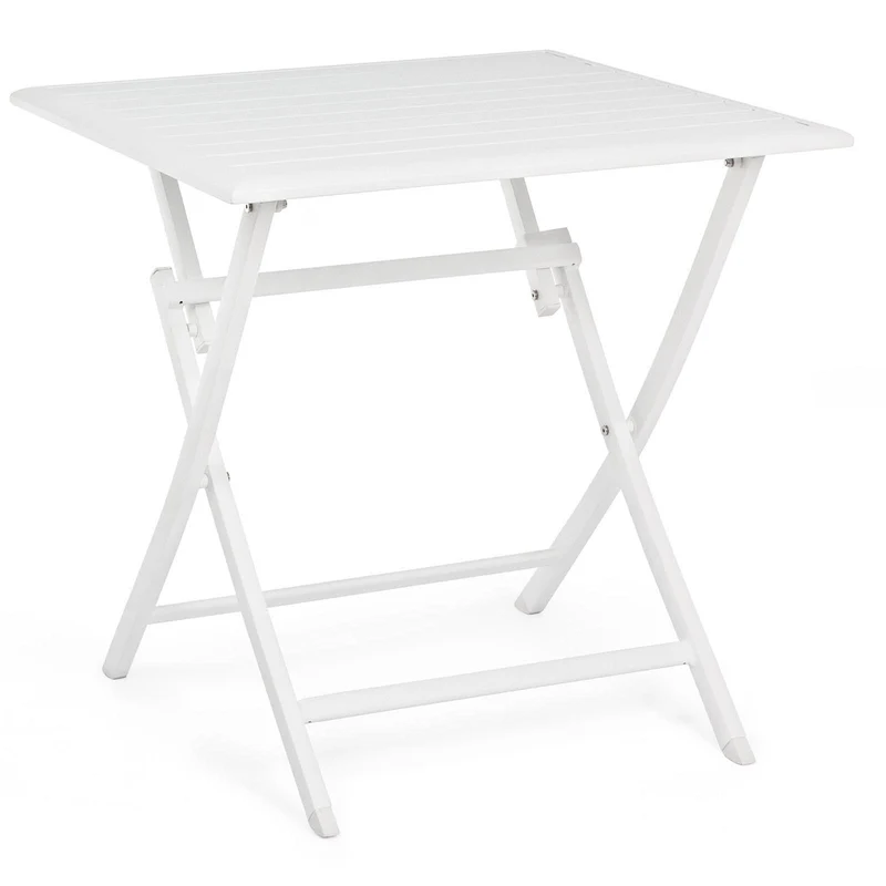 Tavolo pieghevole "Elin" in alluminio Bianco dogato da esterno per giardino e veranda
