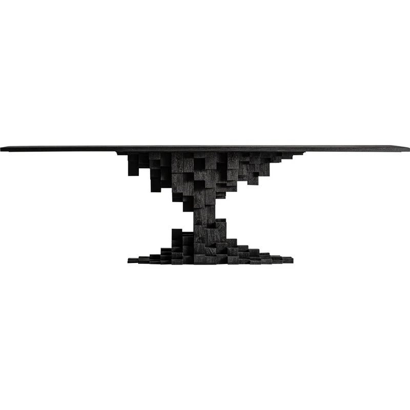 Tavolo design scultoreo elegante legno nero Eclipse