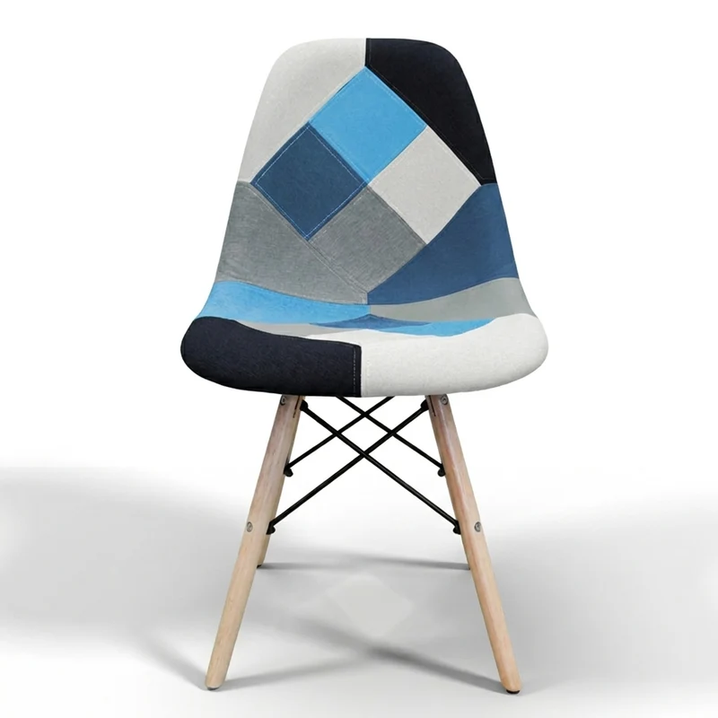 BUYBUY Sedia serie Picasso in PP con seduta in spugna ricoperta con stoffa in stile patchwork, piedi in legno di faggio e metallo Patchwork PIC012