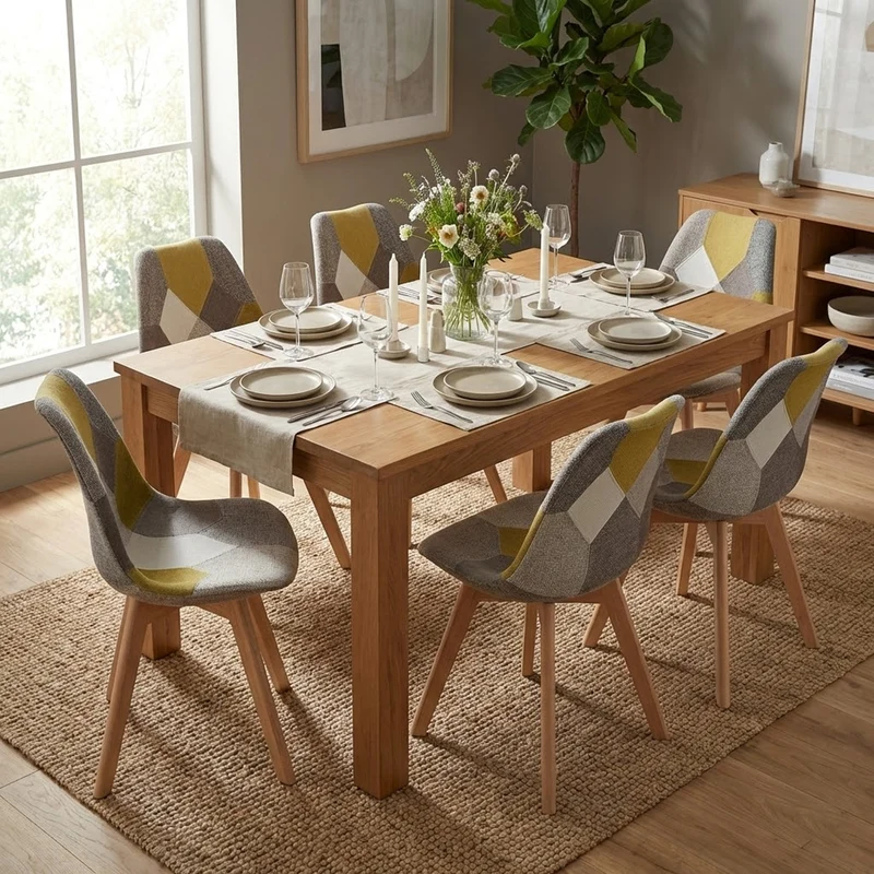 BUYBUY Sedia serie Picasso in PP con seduta in spugna ricoperta con stoffa in stile patchwork, piedi in legno di faggio e metallo Patchwork PIC024