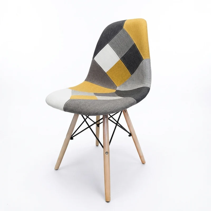 BUYBUY Sedia serie Picasso in PP con seduta in spugna ricoperta con stoffa in stile patchwork, piedi in legno di faggio e metallo Patchwork PIC022