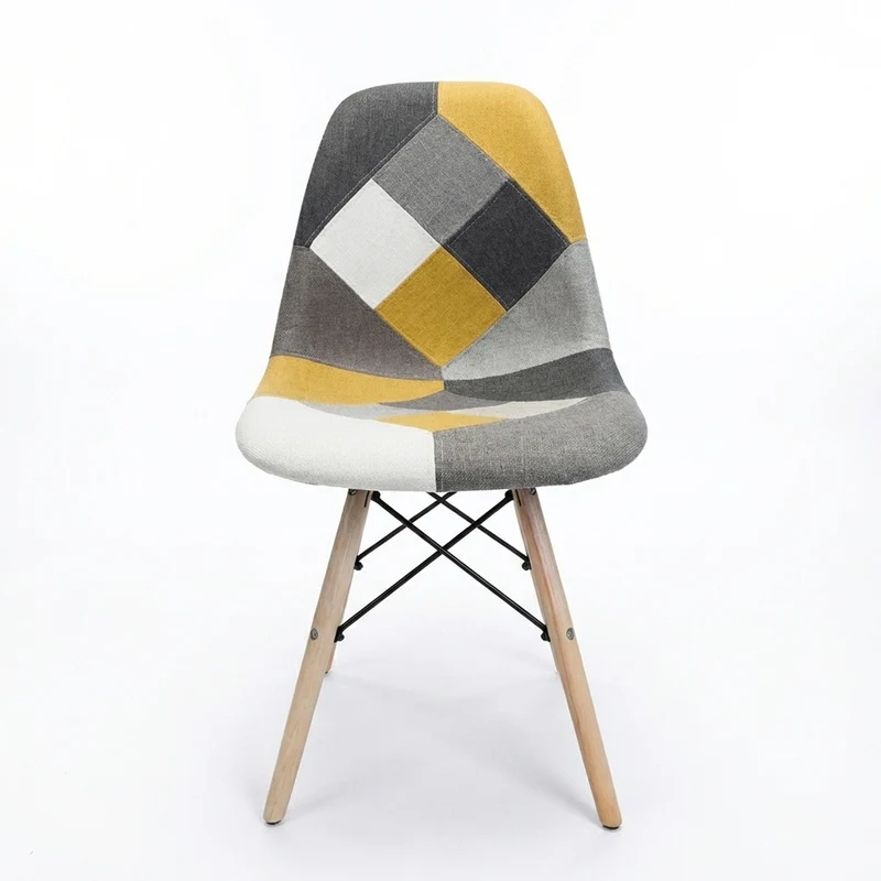 BUYBUY Sedia serie Picasso in PP con seduta in spugna ricoperta con stoffa in stile patchwork, piedi in legno di faggio e metallo Patchwork PIC022