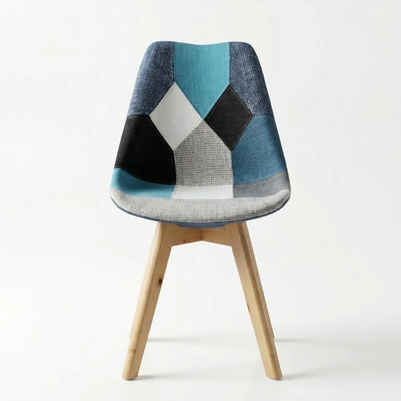 BUYBUY Sedia serie Picasso in PP con seduta in spugna ricoperta con stoffa in stile patchwork, piedi in legno di faggio e metallo Patchwork PIC014